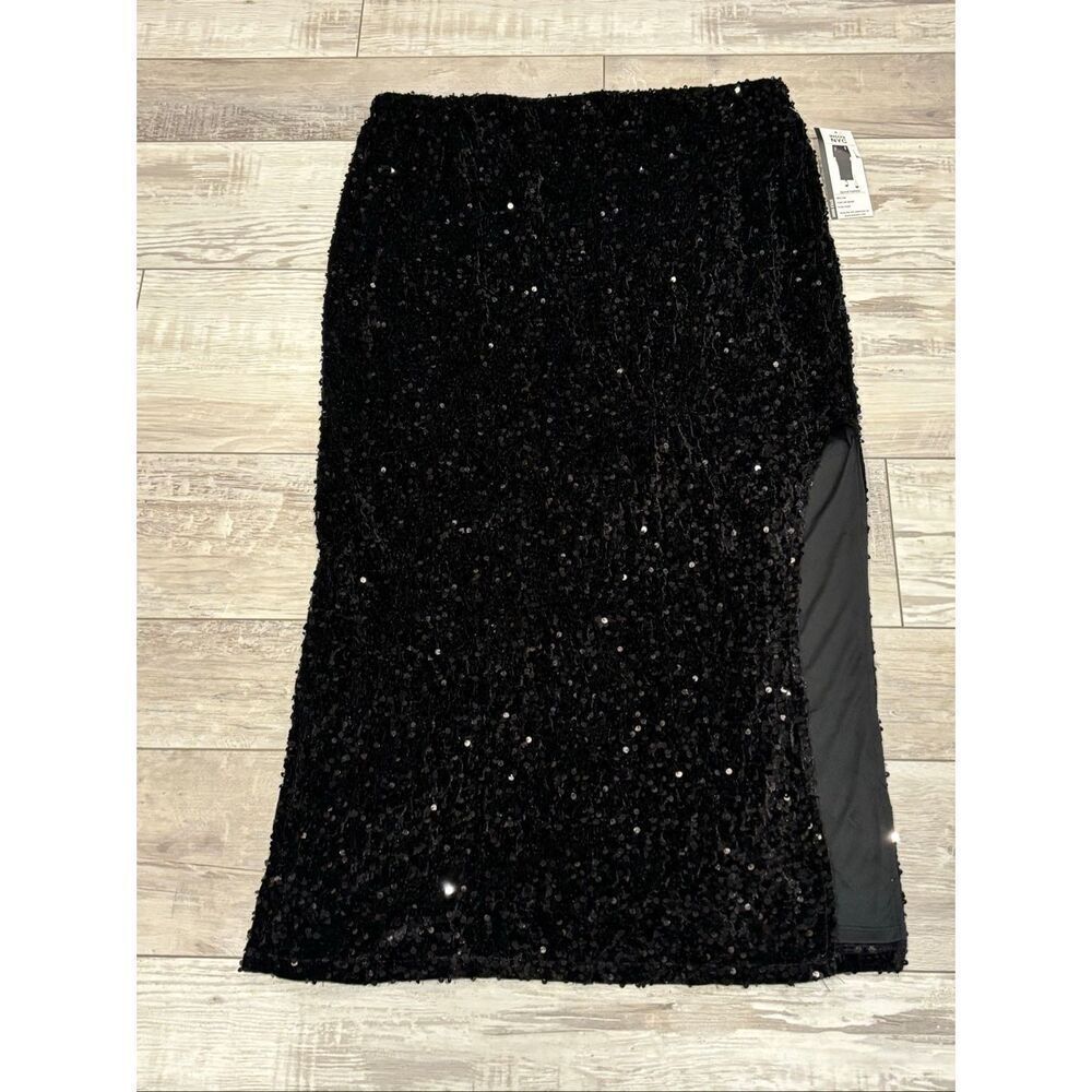 Madden NYC black sequin velvet maxi skirt size XL